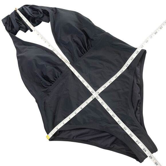 Cupshe Women's Halter Neck Plunge One Piece Black Swimsuit Size L - Picture 3 of 4